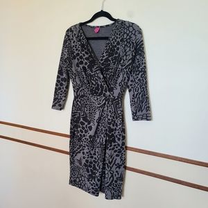 Grey & Black Printed Midi Dress